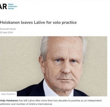 We are thrilled to announce Veijo Heiskanen joins Arbitra International!

With 100+ international arbitration cases under his belt, Veijo's expertise in #energy, #construction, and #tech disputes is unparalleled. 

Welcome, Veijo!