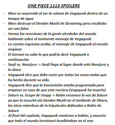 #ONEPIECE1113 #OPSPOILERS 

Vegapunk ha muerto.

Gracias a Secretsauce