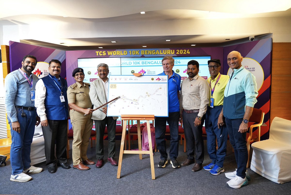 Reflecting on the meticulous planning as the #TCSW10K route is unveiled crafted, tailored and equipped for more than 30,000 runners at the Technical Press Conference!🏃‍♂️ #EndendiguBengaluru