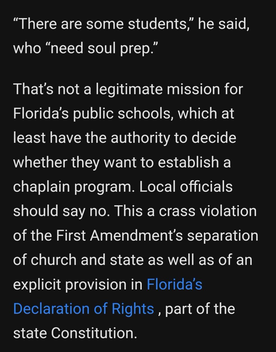 Editorial: School chaplains law crosses a sacred line in Florida share.newsbreak.com/6pmklspw Think Desantis is the one who 'needs soul prep'.