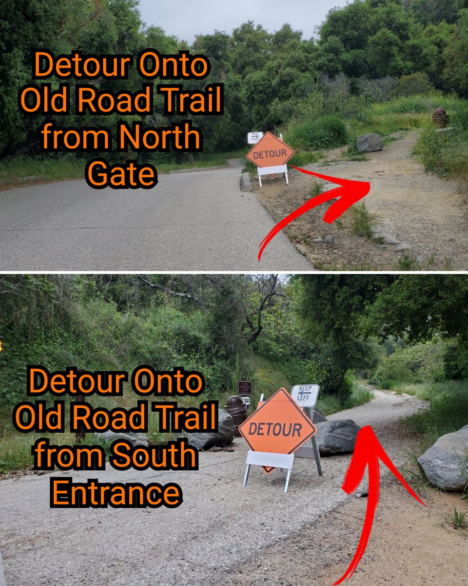 If you're walking or biking into Franklin Canyon Park today, Tuesday April 23rd, you'll be directed from the main road to use the Old Road Trail detour, accessible from both the north and south entrances.