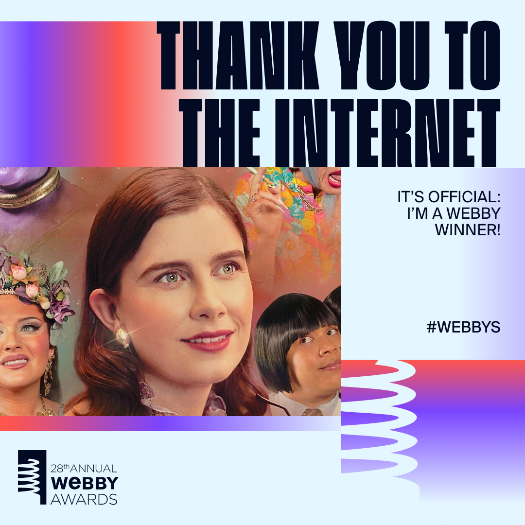 We've won the People's Voice Comedy Video for @TheWebbyAwards! Thank you to everyone who voted, and congrats to the Webby winner, @thatonequeen! 💞 winners.webbyawards.com/winners/video/…