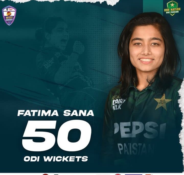 50 ODI wickets for Fatima sana..😍🔥
Congratulations @imfatimasana 🎉🎊 
#PAKWvWIW #PakistanCricket