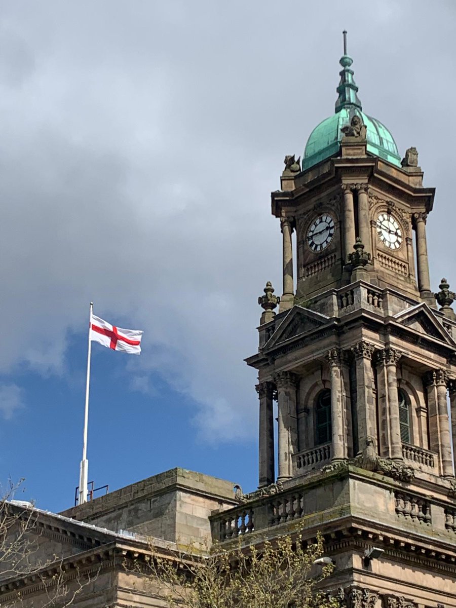 The St George's flag has been flying at Birkenhead and Wallasey Town Halls today for those celebrating in Wirral.