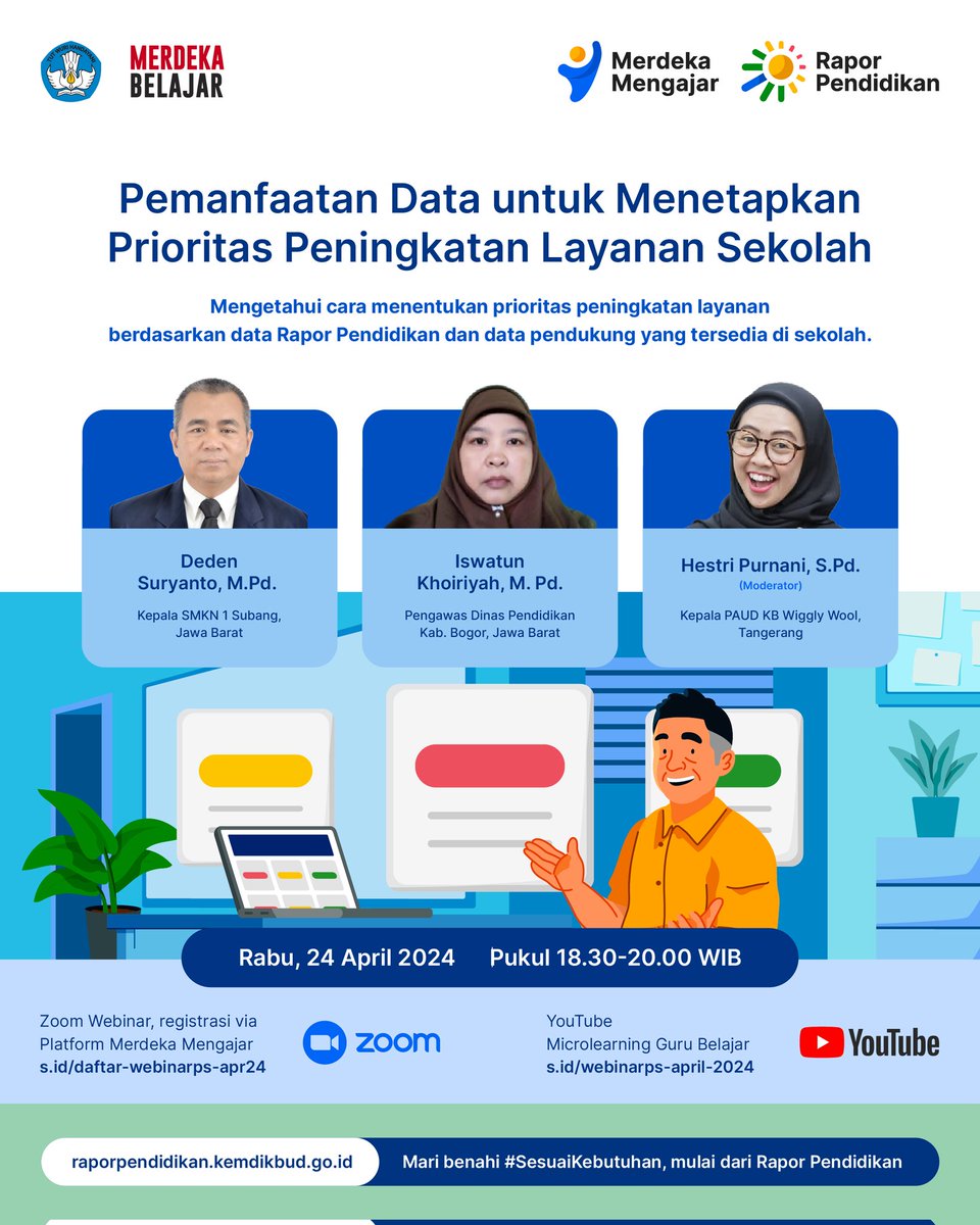 #SahabatDikbud para Ibu dan Bapak Kepala Satuan Pendidikan, mari manfaatkan data Rapor Pendidikan dan data pendukung lainnya yang tersedia di sekolah untuk membantu menetapkan prioritas peningkatan layanan agar pembenahan jadi #SesuaiKebutuhan. Bila Ibu dan Bapak masih memiliki…