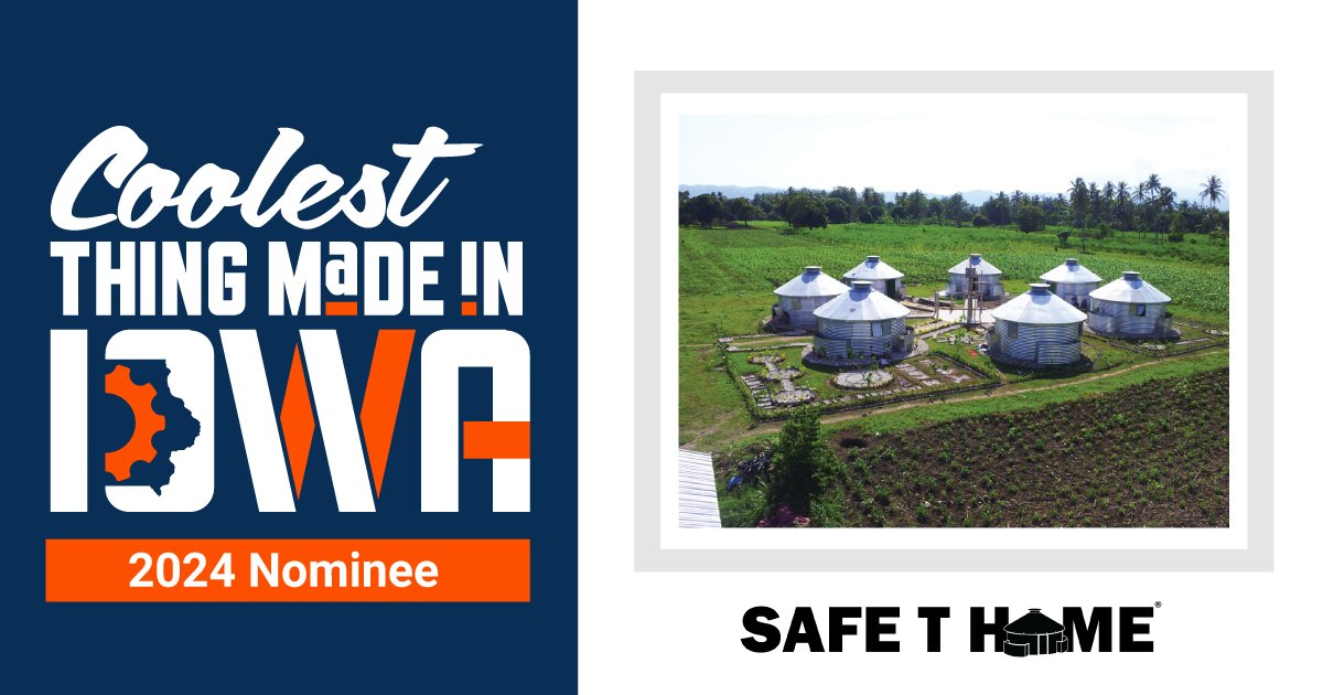SukupMfg's tweet photo. The Sukup Safe T Homeยฎ is in the running as the @IowaABI's Coolest Thing Made in Iowa, presented by @MidWestOne. Voting opens today, and we need your help to make it to the Top 16!
Vote here: https://t.co/QQuVNeyZh0 #CoolestThingIA https://t.co/AQgVtkhX6Q