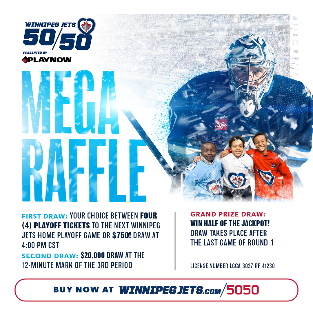 🤑 Round one pot is almost at $500,000 ALREADY 🤑 In-game prizes, and a grand prize draw at the end of round one! Get your #NHLJets 50/50 tickets, presented by @PlayNowManitoba here! ➡️ winnipegjets5050.ca