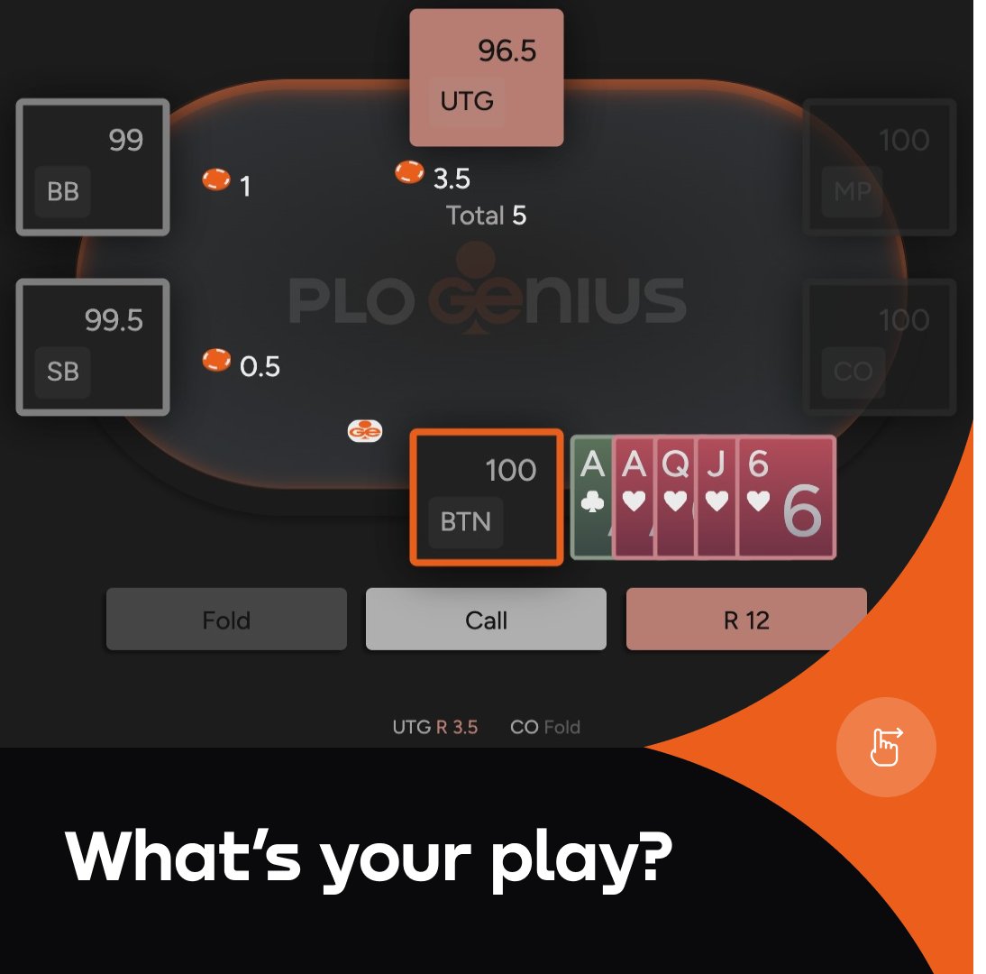 ♠️#dailyquiz no. 155: How would you play? | PLO 5cards / UTG vs BU / 100 bb♠️