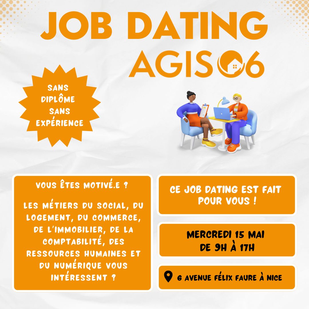 Agis06's tweet photo. #AGIS06 organise un #JobDating pour vous faire découvrir et postuler à nos différents métiers !
Ni diplôme, ni expérience ? Ce n'est pas un souci !
Venez avec vos CVs !
📅Mercredi 15 mai de 9h à 17h
📍AGIS06/Cap Jeunesse, 6 avenue Felix Faure à Nice https://t.co/0B73K47U7F