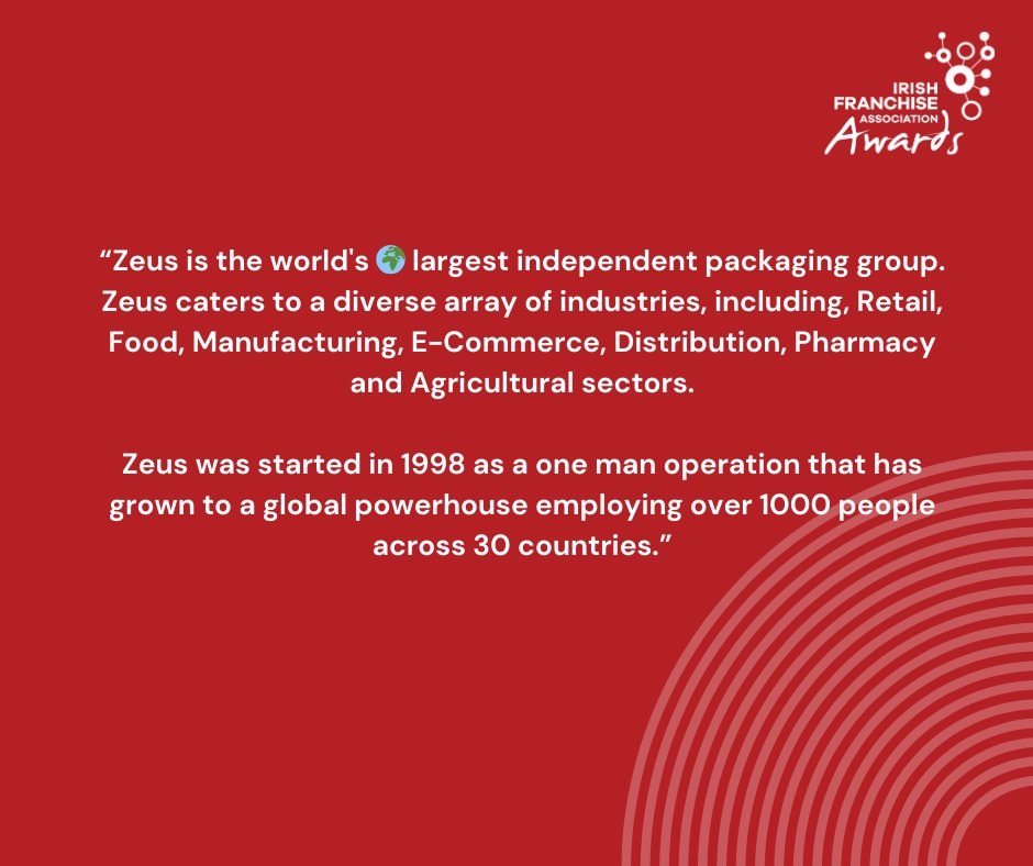 Thank you to @Zeus Packaging – Food &amp; Beverage Franchise of the Year ✨ 

zeuspackaging.com/ie/

#IFAA24
