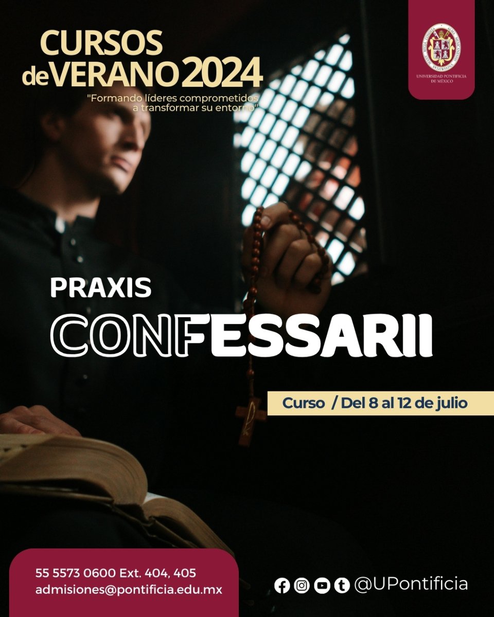 #VeranoUPM Para sacerdotes, diáconos transitorios o seminaristas que han concluido sus estudios teológicos, que buscan formarse para que el sacramento de la Reconciliación propicie actitudes de misericordia y auténtica conversión. Inscríbete aquí👉 i.mtr.cool/yuzmoaphyg