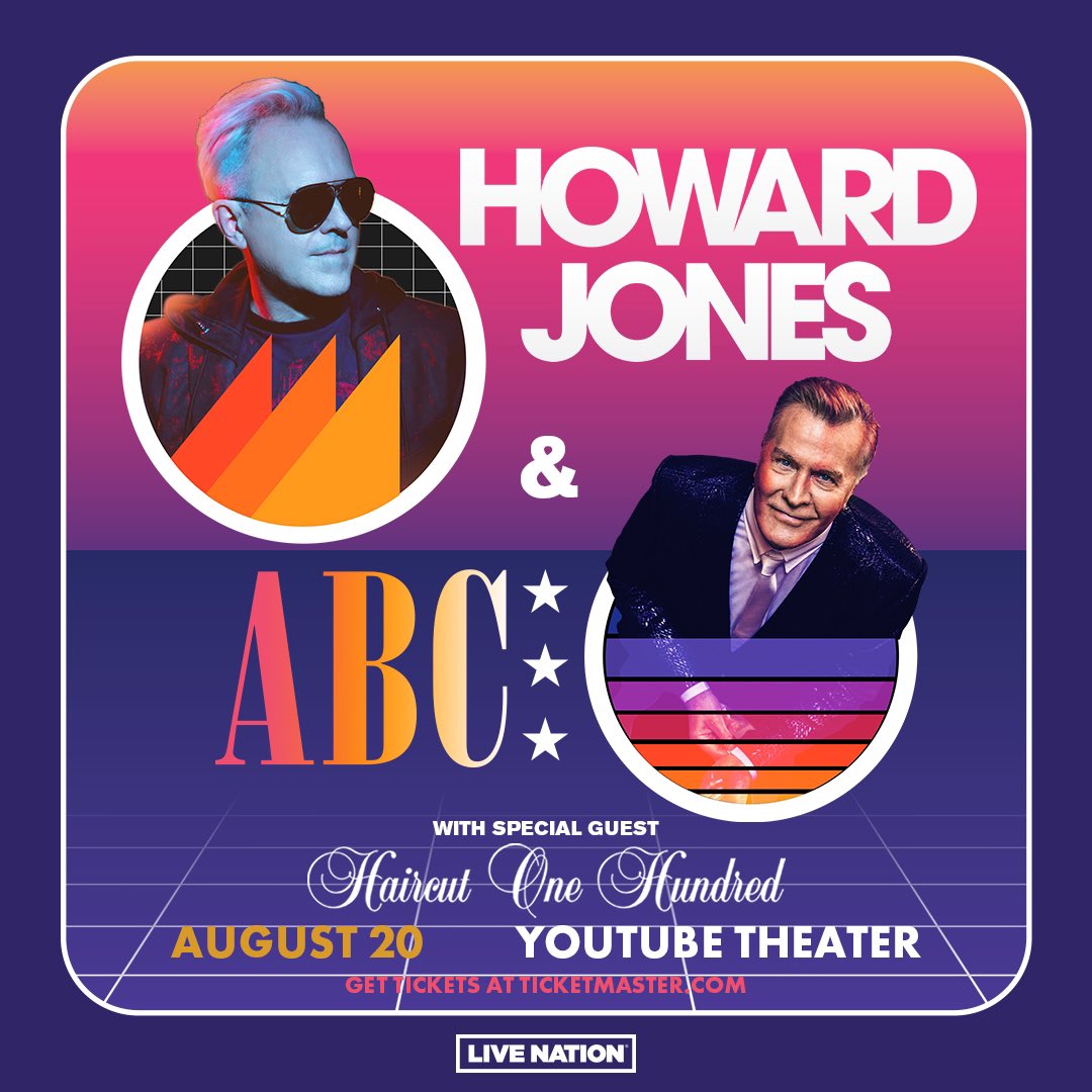 JUST ANNOUNCED: On August 20 @howardjones & @ABCFRY come to #YouTubeTheater with special guest @Haircut100  🌅

Sign up here to become a YouTube Theater Insider and get venue presale access: youtubetheater.com/contact-us/sig…