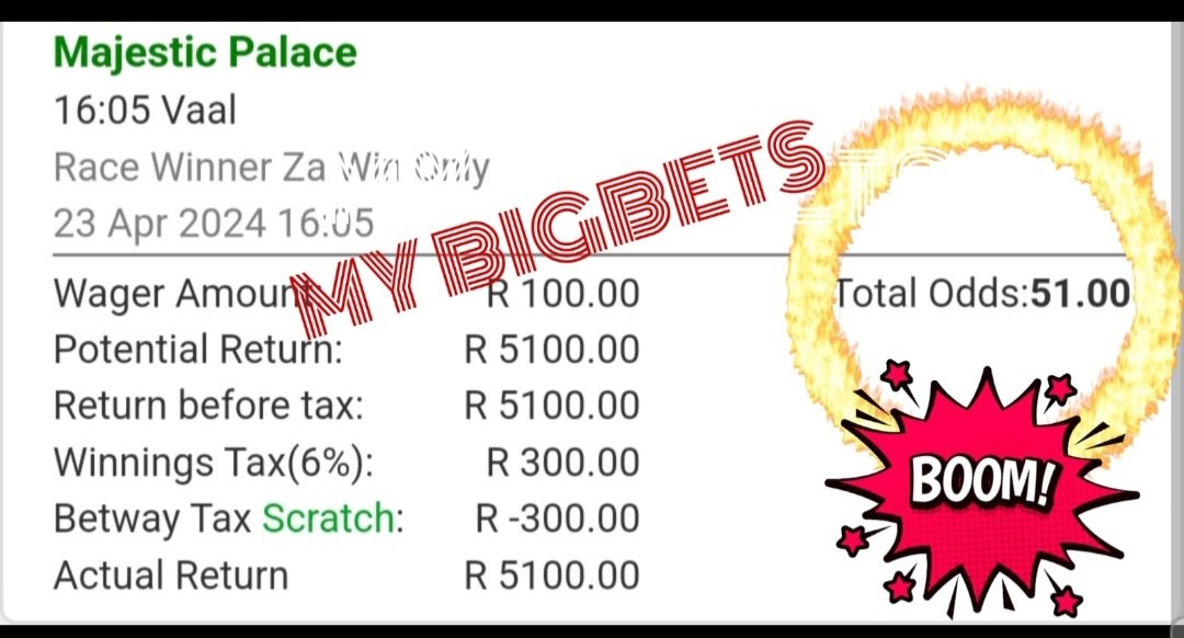 MyBigBets1's tweet photo. @Mrpunter77 BOOM BOOM🍏🍏

💰💰💰50/1 DIRECT WIN💰💰💰
🏇🏻🏇🏻🏇🏻R20K BOOM  BOOM🏇🏻🏇🏻

#Mybigbets1 #mybigbets #HorseRacing
#4acing #capetwon #caperacing #SouthAfrican #bettingtwitter #biggie #20k https://t.co/GnV7bGkEIY