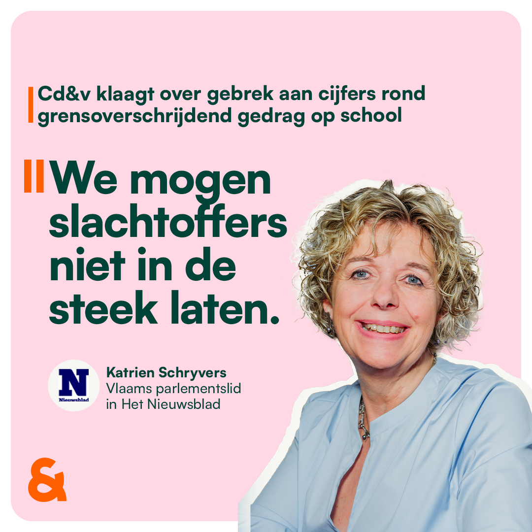 Er bestaan geen accurate cijfers over meldingen van grensoverschrijdend gedrag in het basis- &amp; secundair onderwijs. De bevoegde minister is niet geneigd om dat te veranderen. Dit is de kop in het zand steken. Alleen via correcte registratie kunnen we gericht beleid voeren.
<a href="/cdenv/">cd&v</a>