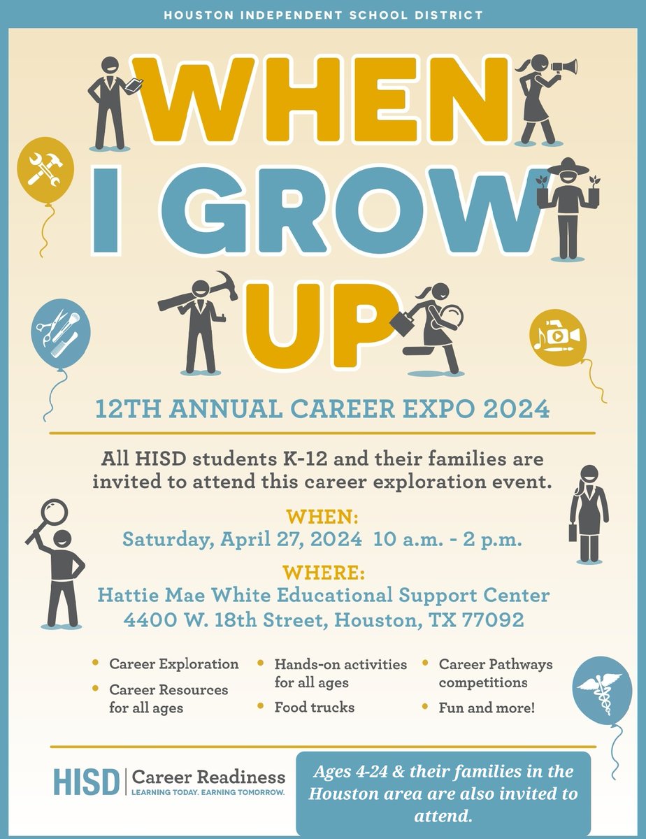 We can't wait to see all the Ahhhhmazing faces at our exciting Career Expo this Saturday! This is a great opportunity for students of all ages to explore various career paths and exhibitions, interview for jobs, enjoy great food and music! It's a Family-Friendly Affair!