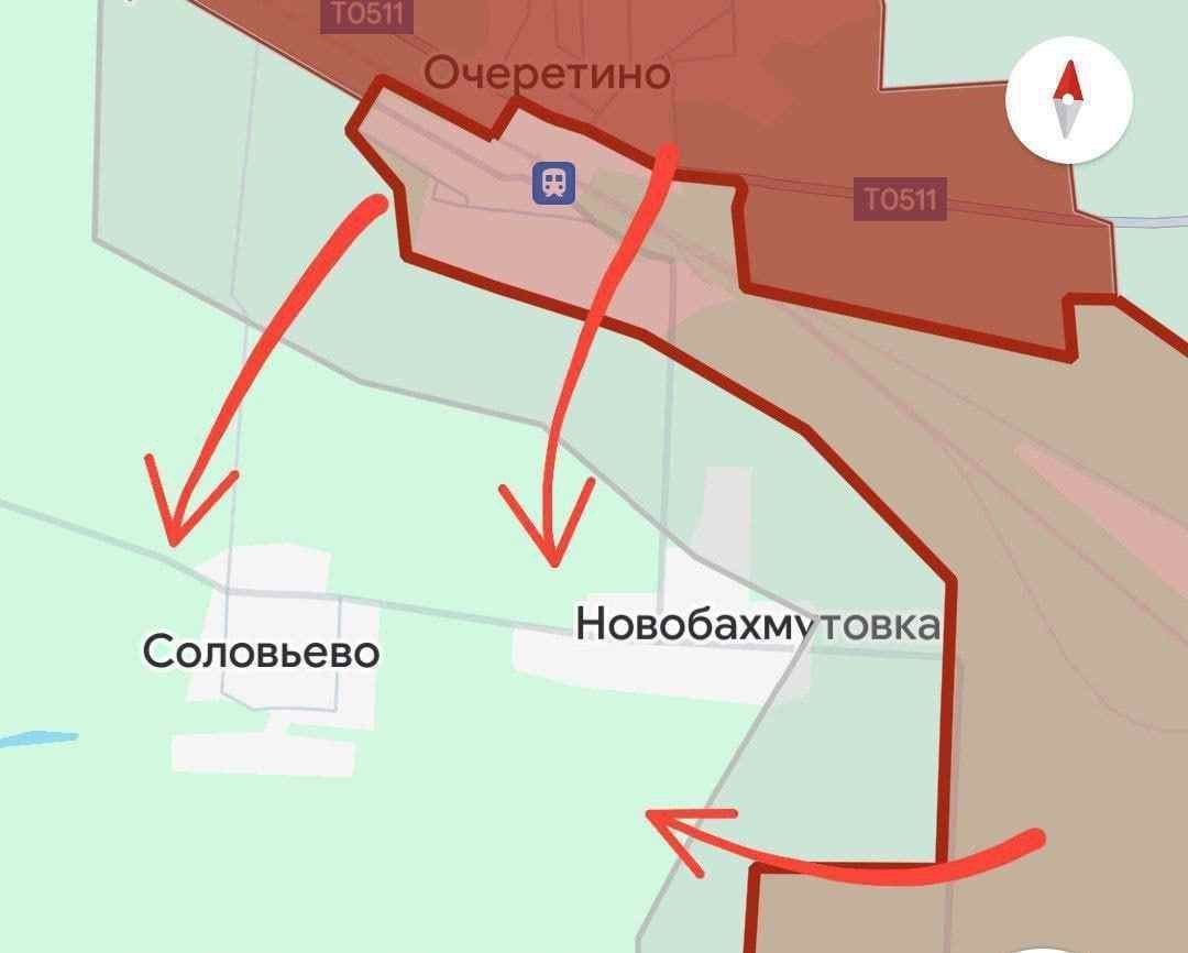 🇷🇺🇺🇦⚡️ soldati russi hanno fatto irruzione a Novobakhmutovka, che si trova a sud di Ocheretino