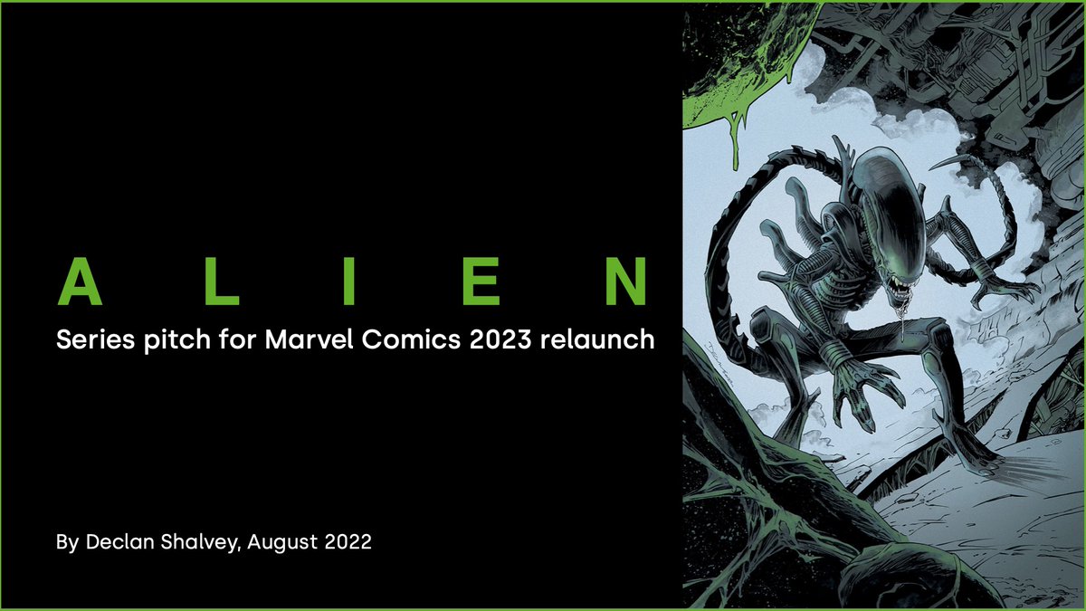My Declarations newsletter is out later today. Subscribe in the next hour or so and you can get a look at my initial pitch for my run on ALIEN, new covers and first dibs on ALIEN artwork... Subscribe at declanshalvey.com