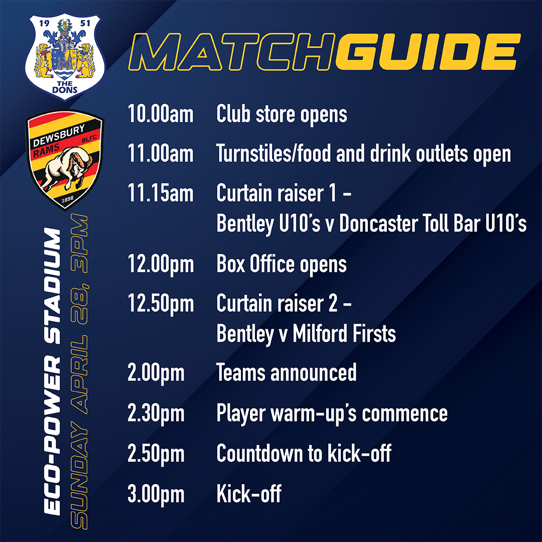 🏟️ | Matchday Guide Dons 🆚 @DewsburyRams All you need to know before attending tomorrow's game. bit.ly/4d9MV0Q #COYD