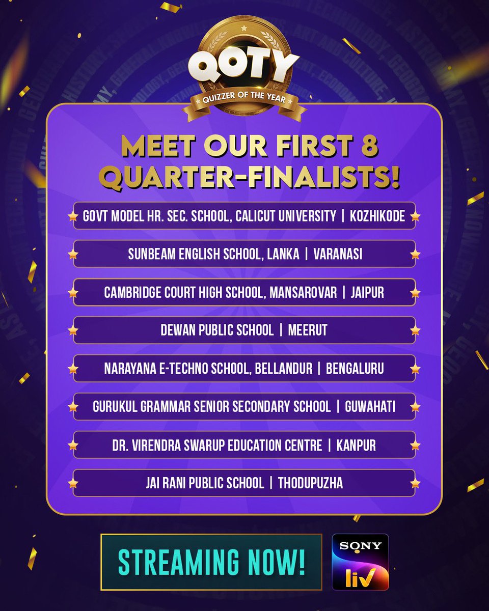 Congratulations to the winners! 🥳 With eight more zonal episodes to go before the national rounds, get ready for even more fun and thrills coming your way. So, buckle up and enjoy the ride! Watch Quizzer Of The Year on Sony LIV! #QOTYOnSonyLiv #QuizzerOfTheYear