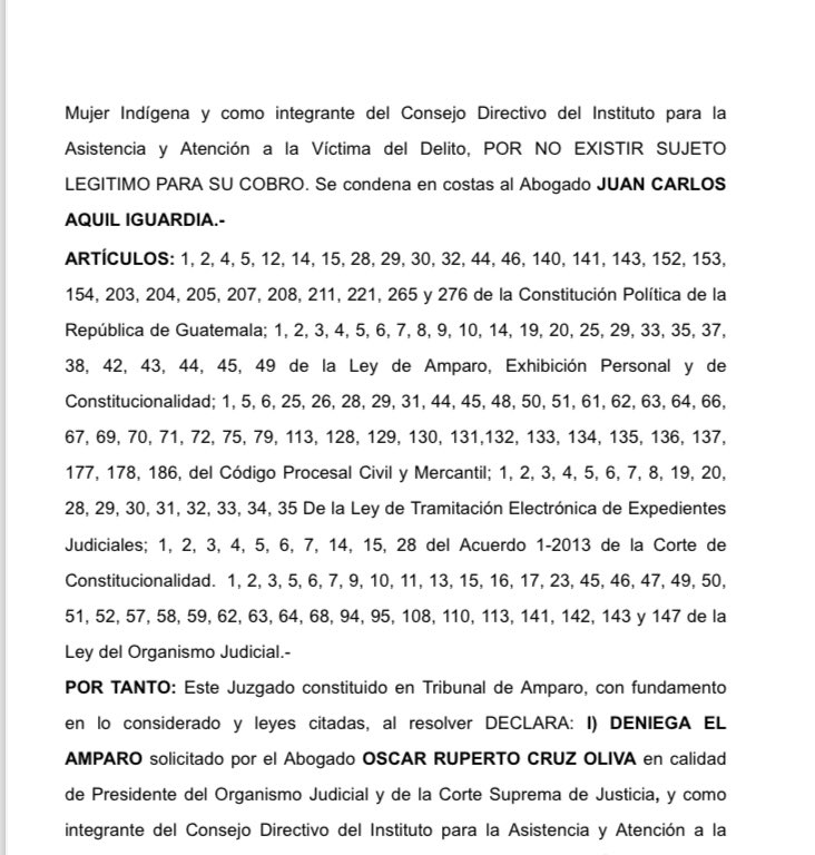 🚨El Juzgado Quinto Civil rechazó en definitiva el amparo interpuesto por la exmagistrada Silvia Valdés y respaldado por el actual titular de la CSJ, Oscar Cruz, entre otros, que buscaban evitar que Alejandra Carrillo fuera removida del Instituto de la Víctima.