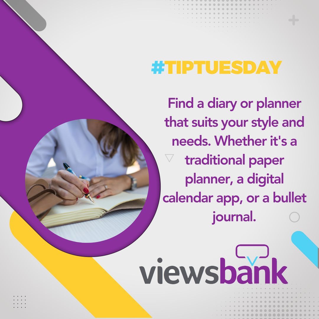 viewsbank's tweet photo. #TipTuesday Having a dedicated space to jot down your thoughts, tasks, and plans can help you stay focused and organized.
#organized #diarywriting #thoughts #tasks #focused https://t.co/EdB9HS5Hcv