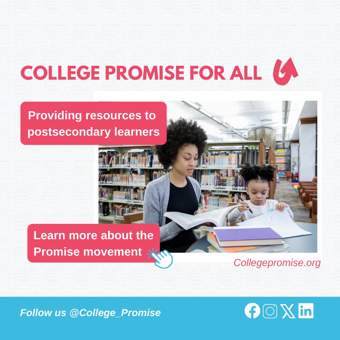 College_Promise's tweet photo. #CollegePromise strives to provide millions of #learners with the #resources they need to obtain #postsecondary education and #training. Learn here about the College Promise movement ➡️: https://t.co/B6E6z5N1jC 

#Education #AccessibleEducation #InteractiveTool #MyPromise https://t.co/ElIMWjxYfu