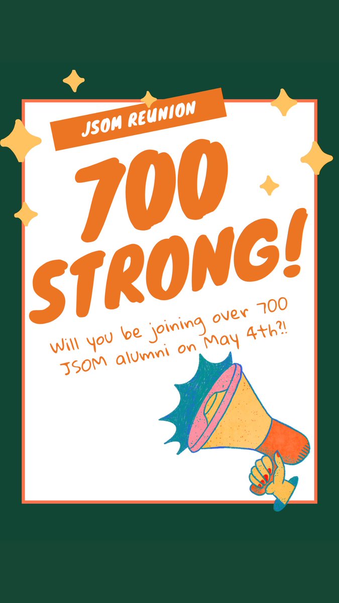We have officially reached 700 registrants for our JSOM Reunion taking place on May 4th! If you haven't registered make sure to do so by going to alumni.utdallas.edu/events/jsom-re… #JSOM