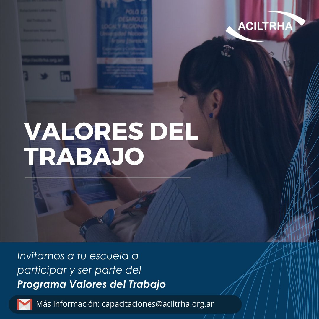 Programa Valores del Trabajo - Edición 2024 🚀
📧 Para más información e inscripciones, contacta a: capacitaciones@aciltrha.org.ar
#SeamosParte #InserciónLaboral #Educación #Trabajo