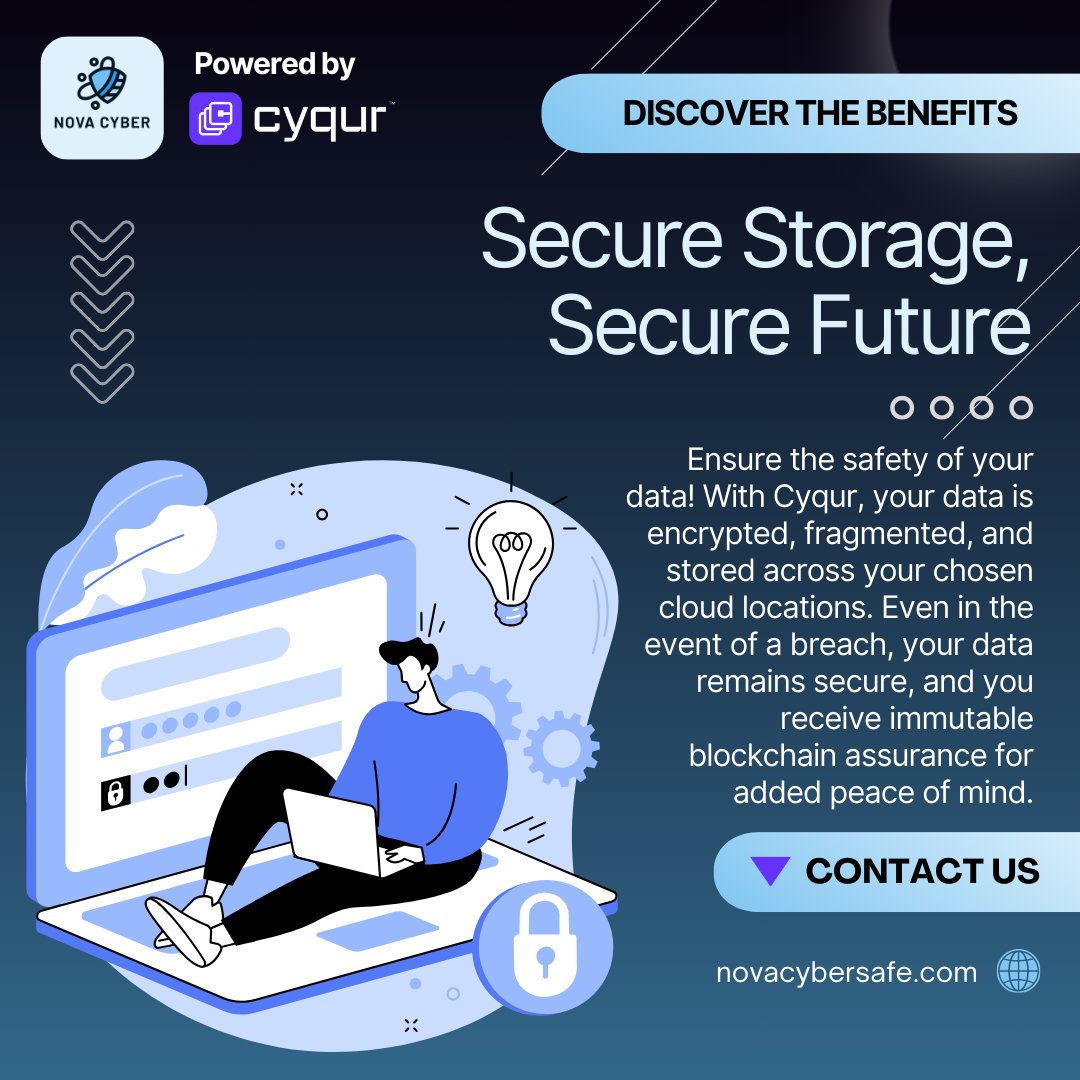 🛡️💾 Your data receives top-tier protection through encryption, fragmentation, and distributed storage across your preferred cloud destinations. Even in the face of breaches, trust in Cyqur to safeguard your information with immutable blockchain assurance.
