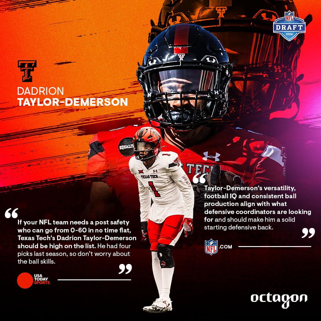 “Taylor-Demerson’s versatility, football IQ and consistent ball production align with what defensive coordinators are looking for and should make him a solid starting defensive back.” - @NFL.com Here's what scouts and analysts are saying about safety @DadrionT. ⤵️ #NFLDraft