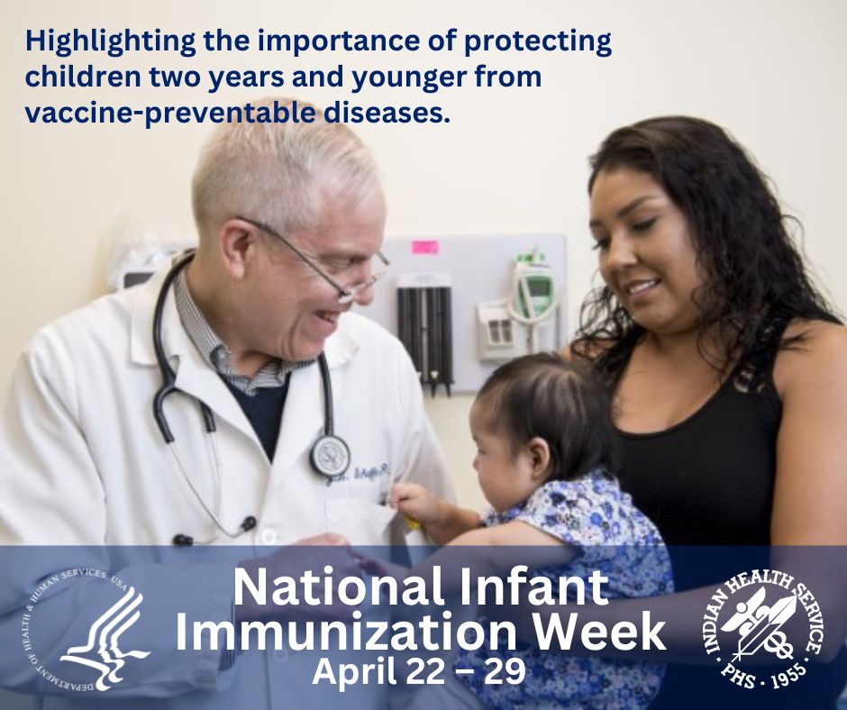 MIPrepares's tweet image. National Infant Immunization Week is April 22–29 and highlights the importance of protecting children 2 years and younger from vaccine-preventable diseases. Thanks for the reminder @IHS. Read more in their blog:  bit.ly/3xUJydW #vax2protect #NativeHealth #NIIW #BeReadyMI