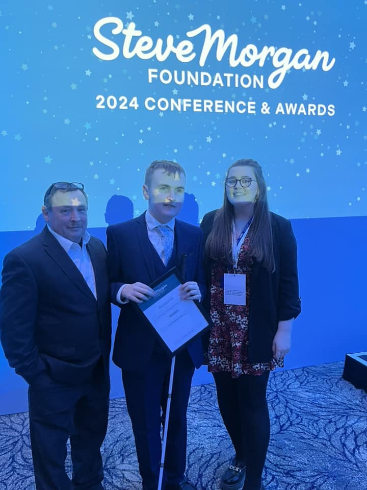 What an incredible evening at the #SMFawards24 with our shortlisted young volunteer George Cole.

Thank you to @stevemorganfdn for your proactive approach to accessibility, having clear braille labels for both George’s award and certificate. 

#SMFawards24  #SightLoss #inclusion