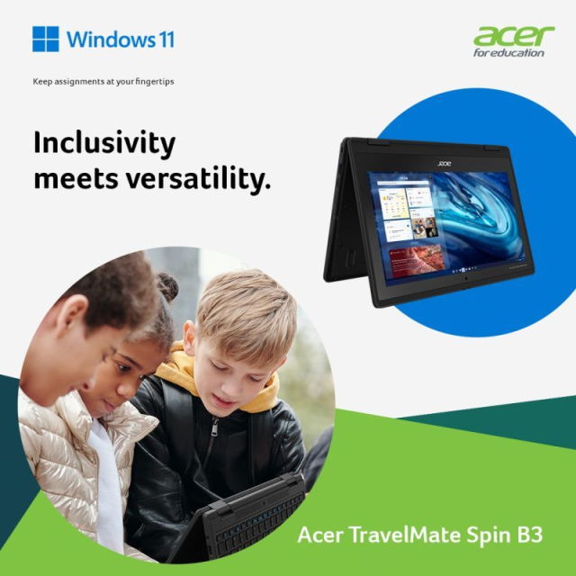 The convertible TravelMate Spin B3 features a long battery life, a rugged & durable design, serviceable keyboard, plus a range of optional features to help students to go that extra mile. #edtech bit.ly/3JwZwO7