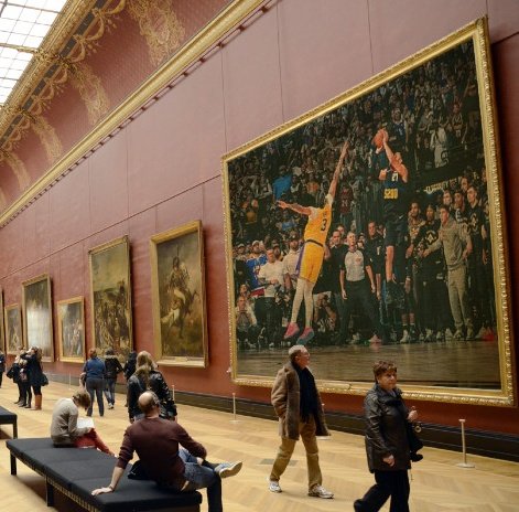 Breathtaking new artwork hanging in the Louvre this morning 🤌