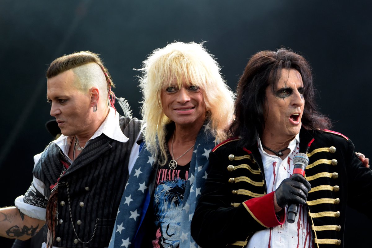 Depp, Monroe and Cooper live in Finland in 2018. #MichaelMonroe #JohnnyDepp #AliceCooper #HollywoodVampires