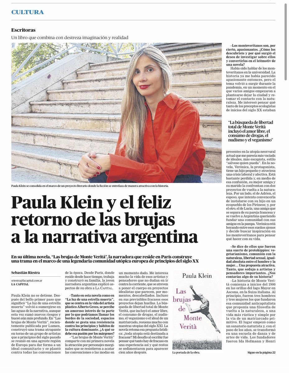 mpaulaklein's tweet image. ¡Se vienen las brujas! Feliz por esta entrevista hermosa que me hizo el gran poeta y escritor Sebastián Riestra, para La Capital de Santa Fé. ¡Por más conspiraciones internacionales de mujeres del infierno!
🧙♀️ 📚💜
@lumenedit
@penguinlibrosar
@sebariestra
@BastosLitAg