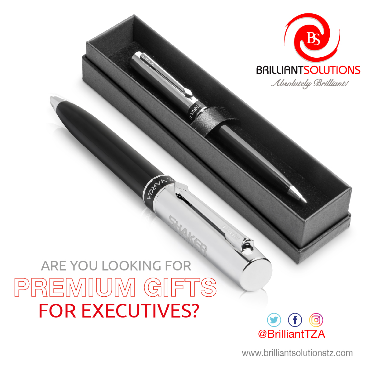 Look no further! executive pen, giftsets, notebook, gifts and much more.

Call or whatsapp us: +255 715 296085, sales@brilliantsolutionstz.com

#GiveAways #Promotionalitems #BrilliantSolutions #BrilliantTza #AbsolutelyBrilliant #PromotionItemsSuppliersInTanzania