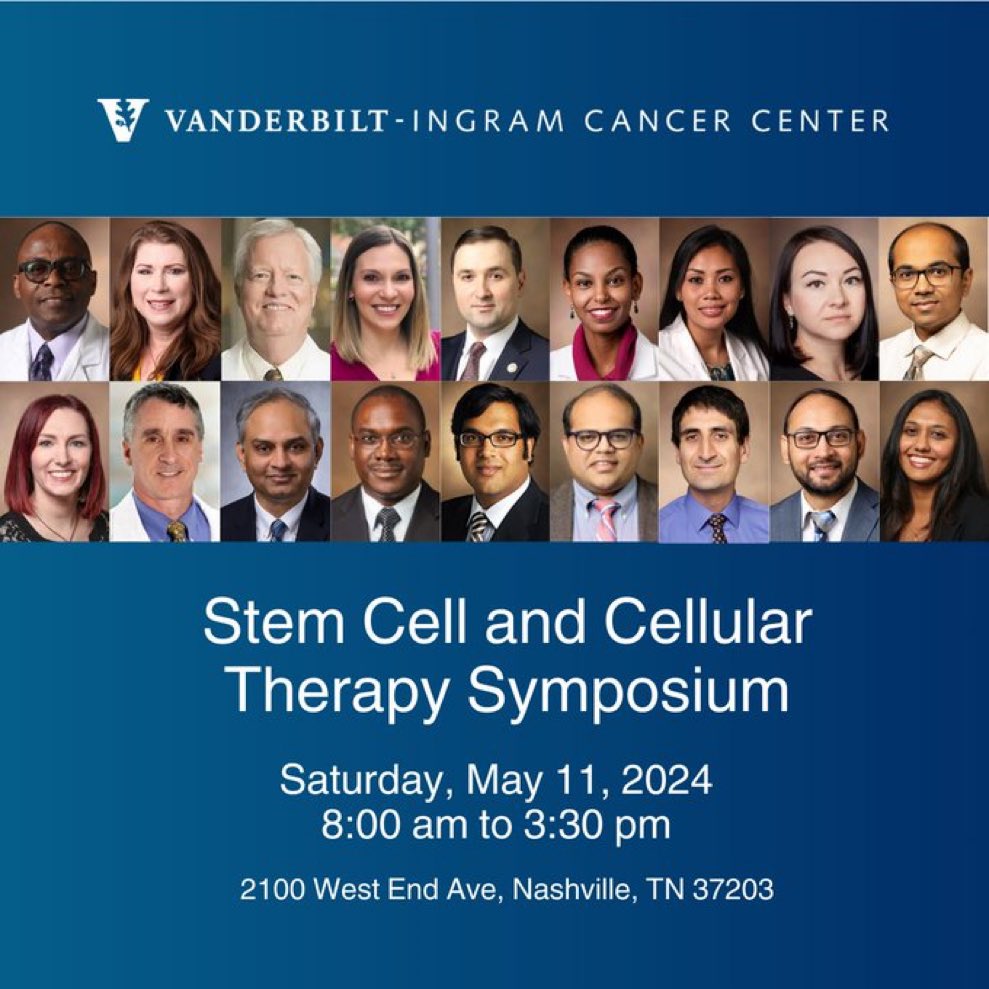 Save the Date!  Pls join us @VUMC_Cancer #Stemcell Transplant #Cellulartherapy Symposium with a fantastic group of speakers!  @DrAdetolaKassim @MMBaljevicMD @drsomedeb @DholariaMD @EdenBiltibo @AshKishtagari @ckitko @OlaOluwole4 #cancer #CancerResearch 

spr.ly/6014wA4Ce