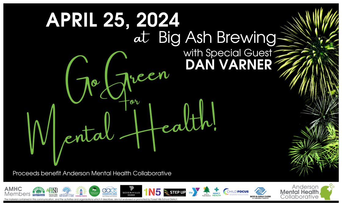 Don’t miss out! @Anderson_MHC is hosting the “Go Green for Mental Health” event tomorrow at Big Ash! Tickets cover food and drink, live music from Dan Varner and more. Head to andersonmentalhealthcollaborative.com to buy tickets!
