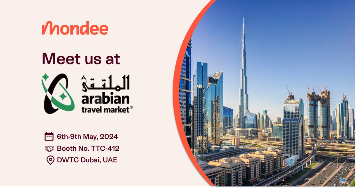 Calling all travel revolutionaries! Mondee is excited to be at Arabian Travel Market in DWTC Dubai, UAE.

Connect with us at our Booth TTC-412 and share a meaningful collaboration uncovering a world of golden opportunities.

Mark the dates: 6th - 9th May 2024