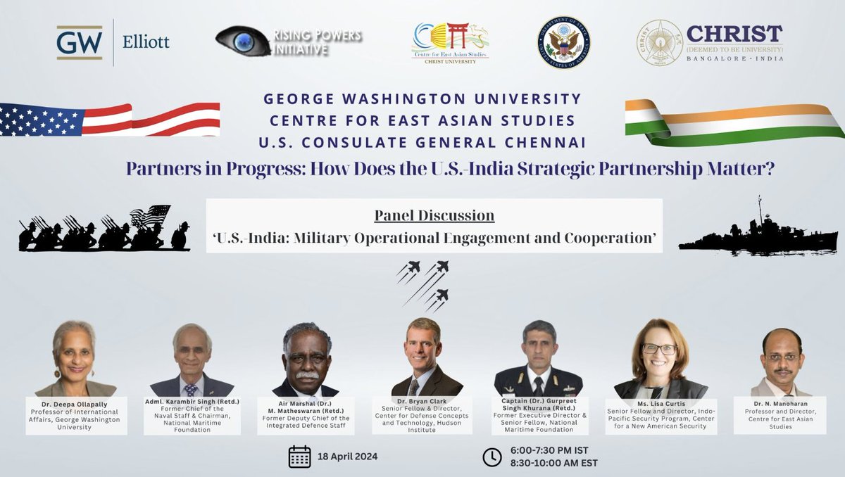 RPI, along with <a href="/USICC_/">U.S. - India Cooperation Circle</a>, hosted a panel with <a href="/DeepaOllapally/">Deepa Ollapally</a>, <a href="/Warranem/">Matheswaran</a>, Adml. Karambir Singh, <a href="/clarkdefense/">Bryan Clark</a>, <a href="/gurpreetbulbul/">Gurpreet S Khurana</a>, <a href="/LisaCurtisDC/">Lisa Curtis</a>, <a href="/MANOHARAN_CEAS/">N. MANOHARAN</a> on "U.S.-India: Military Operational Engagement and Cooperation". RPI’s key takeaways below🧵
