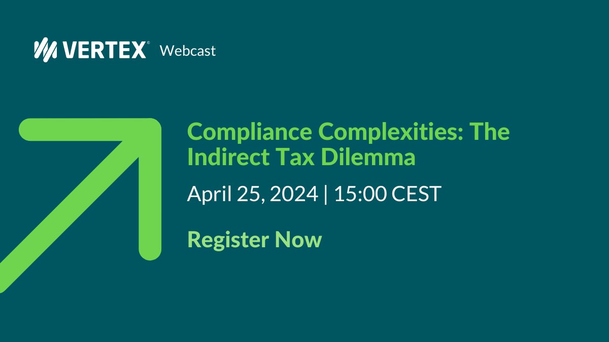 Is your #taxteam looking to solve your compliance complexities? Join the webinar with @ThoughtLeaderGl to learn how #indirecttax decision makers are tackling this ever-changing landscape. Register now: vrtx.tax/HIqO50Rm3CV #VAT #TaxCompliance #VertexEurope