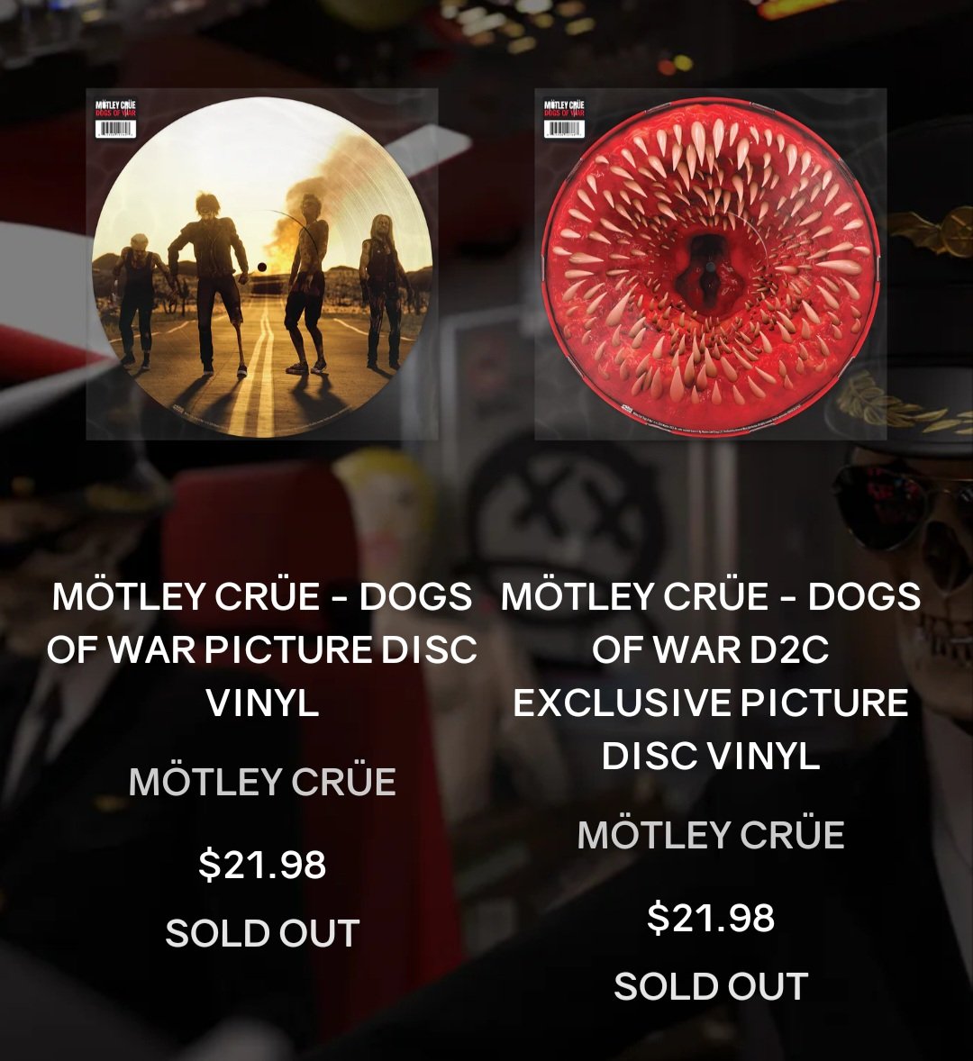 Both @MotleyCrue picture discs sold out in 1 hour of going on sale...for a song no one has heard yet!