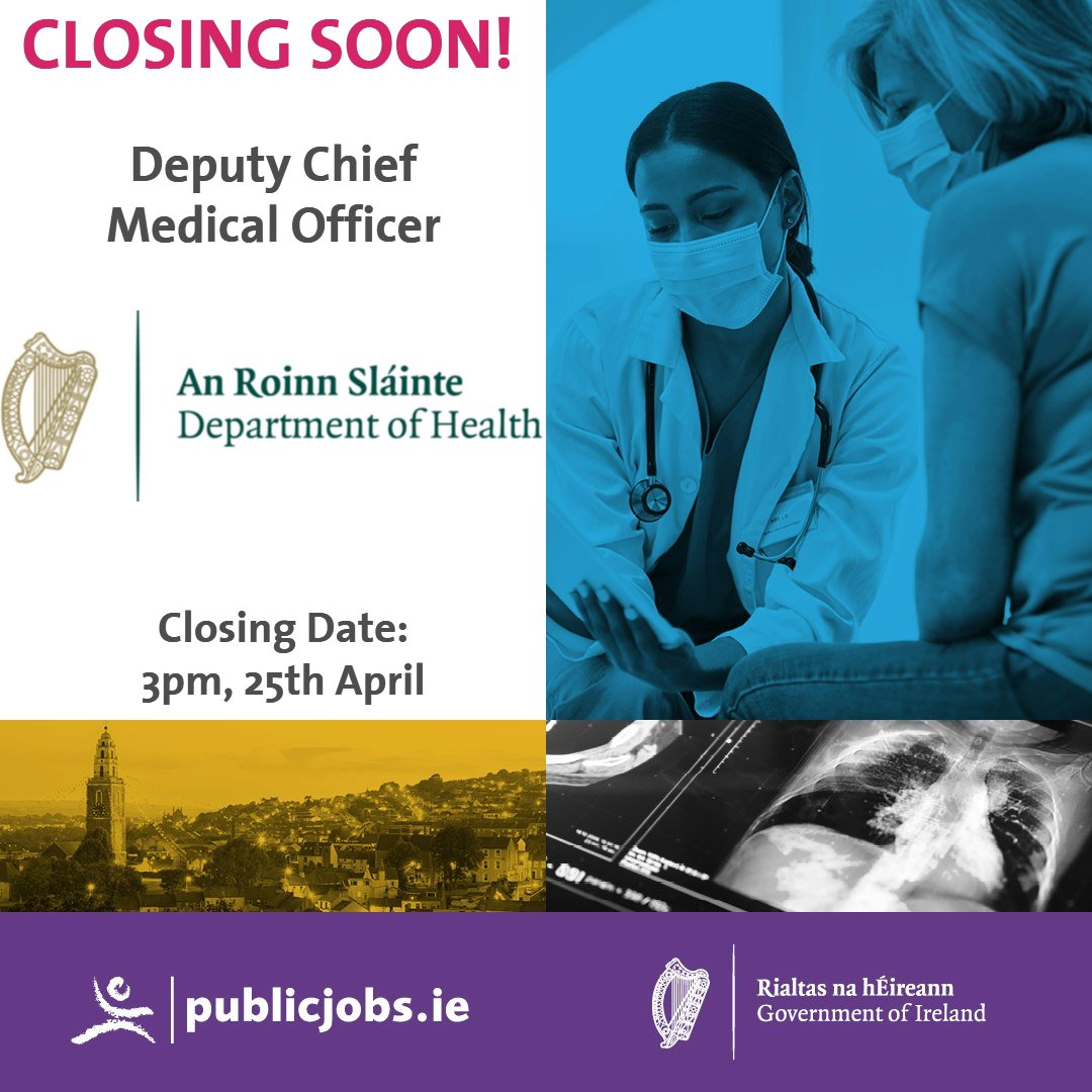 CLOSING SOON! This Thursday, 25th April at 3pm is the final deadline for applications for the position of Deputy Chief Medical Officer. Don't miss this worthwhile and important opportunity! Apply Now! 👉 #CareersThatMatter