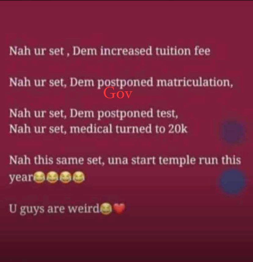 lautechgist001's tweet image. These set carry wahala come