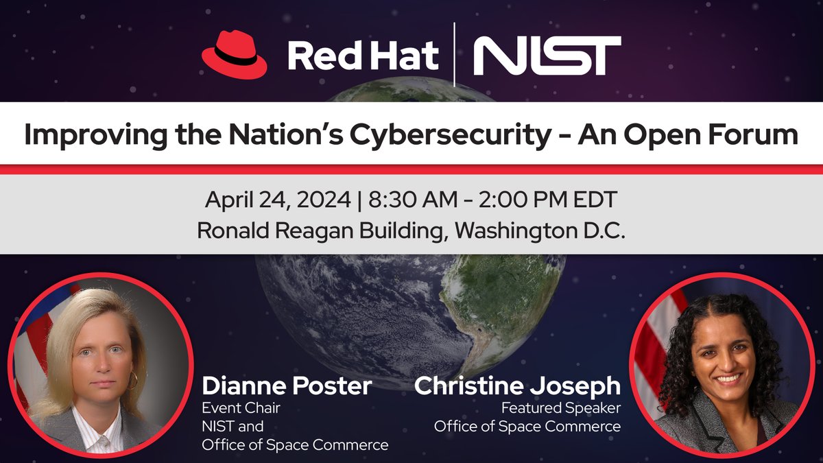 OSC's Dianne Poster & Christine Joseph will play key roles in tomorrow's @RedHat/@NISTcyber event in D.C. focused on space-related #cybersecurity issues