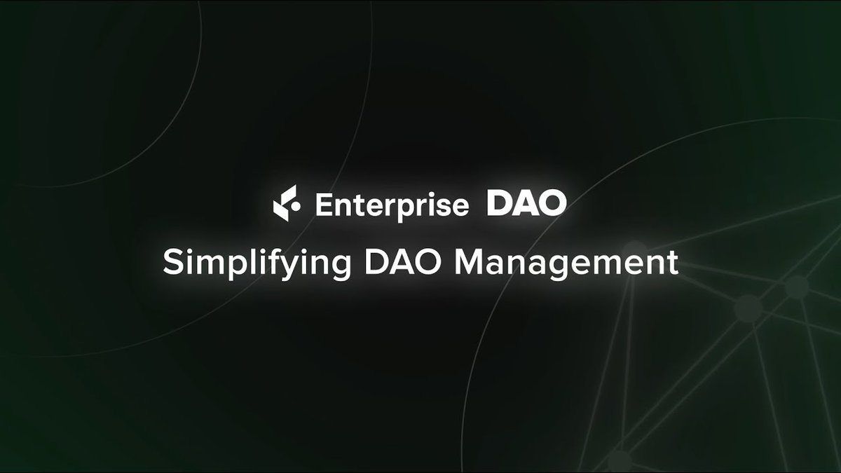 1/ 🎥 The Enterprise DAO explainer video is out! Discover how Enterprise DAO simplifies DAO management ✨ The video dives into what DAOs are, how they make decisions, and how you can easily create and manage them with Enterprise DAO 🏟️ 👉 youtu.be/lLhy8DgCedg