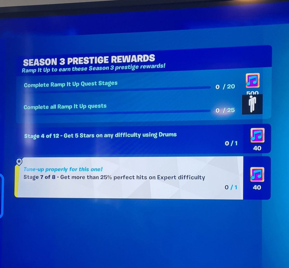 HDestroyerYT's tweet photo. @FortniteStatus 
I have completed several ramp it up quests but it has not tracked my quest completion 
Additional information 
I play on Nintendo Switch https://t.co/pdDQQy5ZBJ