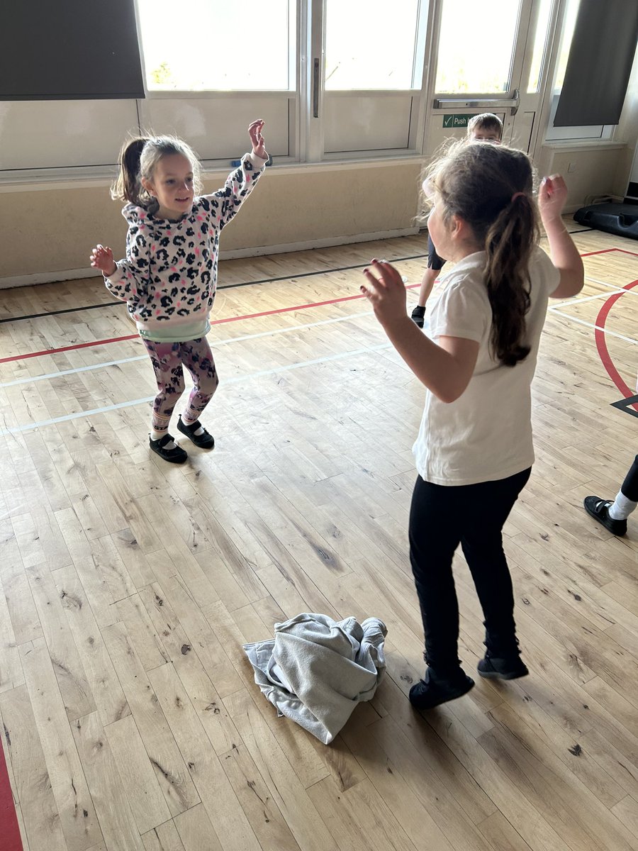 Primary 1 were playing a game of “Mirror Me” in PE today where they had to come up with dance moves for a partner to copy.