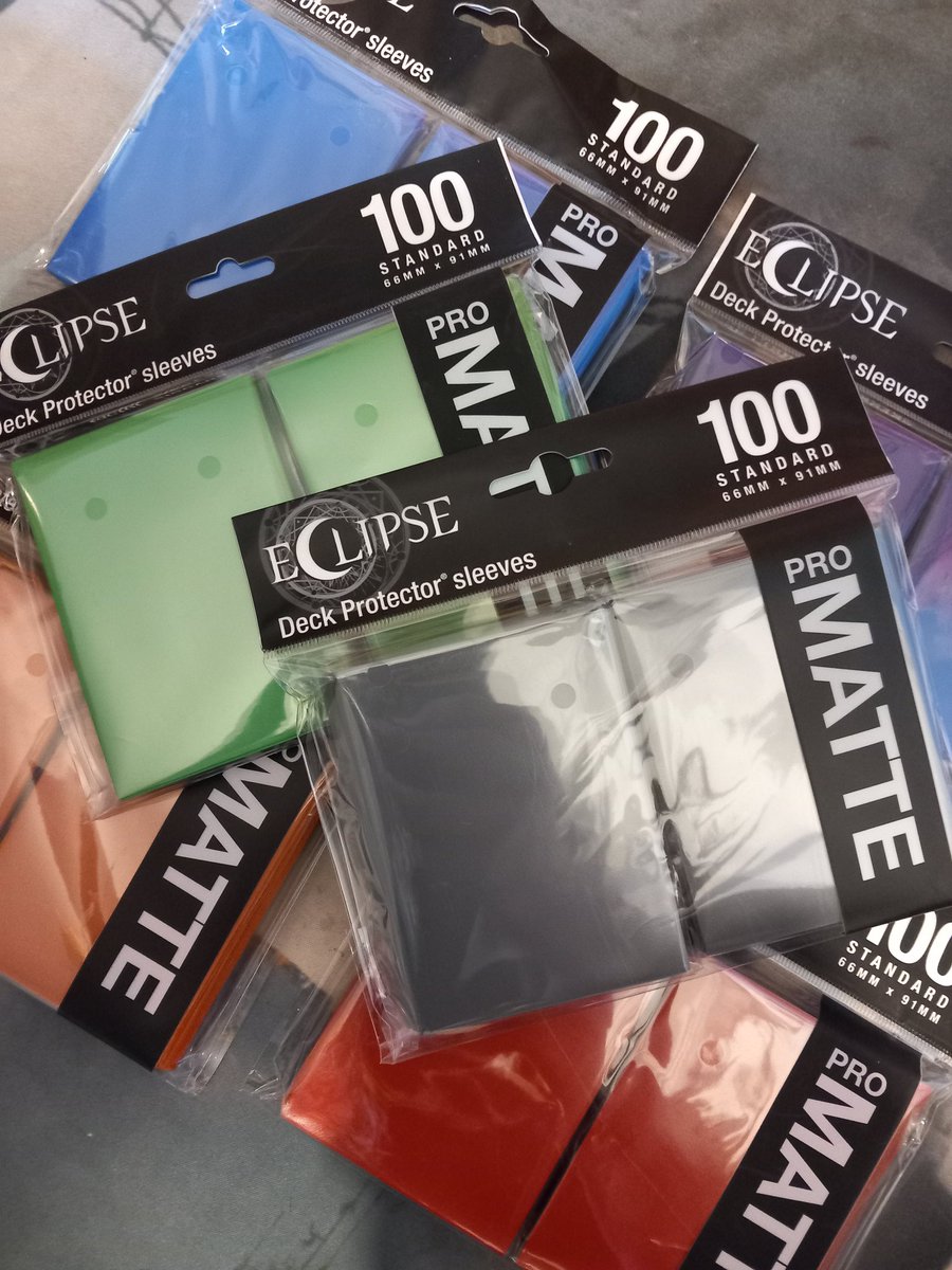 New card sleeves arrived today. 109 standard size. Ultra Pro Matte and Eclipse.
